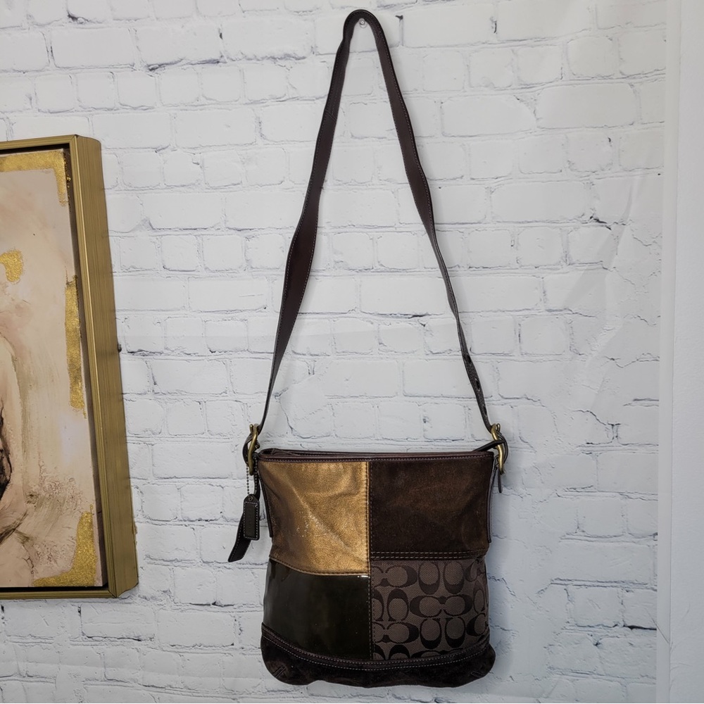 Coach Vintage Brown Patchwork Crossbody Purse/Bag